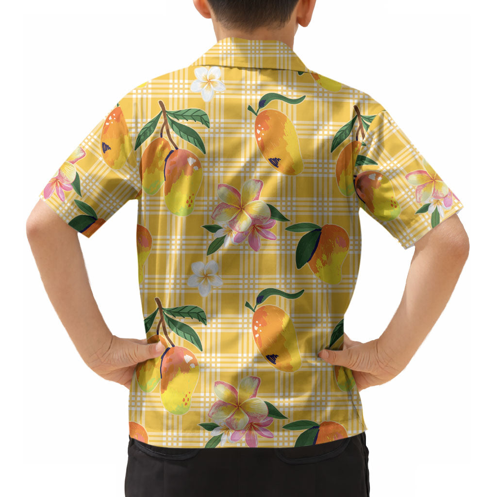 Aloha Hawaii Palaka Print Mango Plumeria Kid Hawaiian Shirt Fresh Lemon LT7 - Polynesian Pride