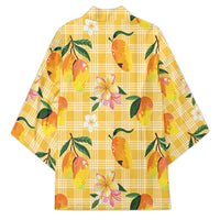 Aloha Hawaii Palaka Print Mango Plumeria Kimono Fresh Lemon LT7 - Polynesian Pride