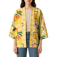 Aloha Hawaii Palaka Print Mango Plumeria Kimono Fresh Lemon LT7 - Polynesian Pride