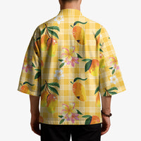 Aloha Hawaii Palaka Print Mango Plumeria Kimono Fresh Lemon LT7 - Polynesian Pride