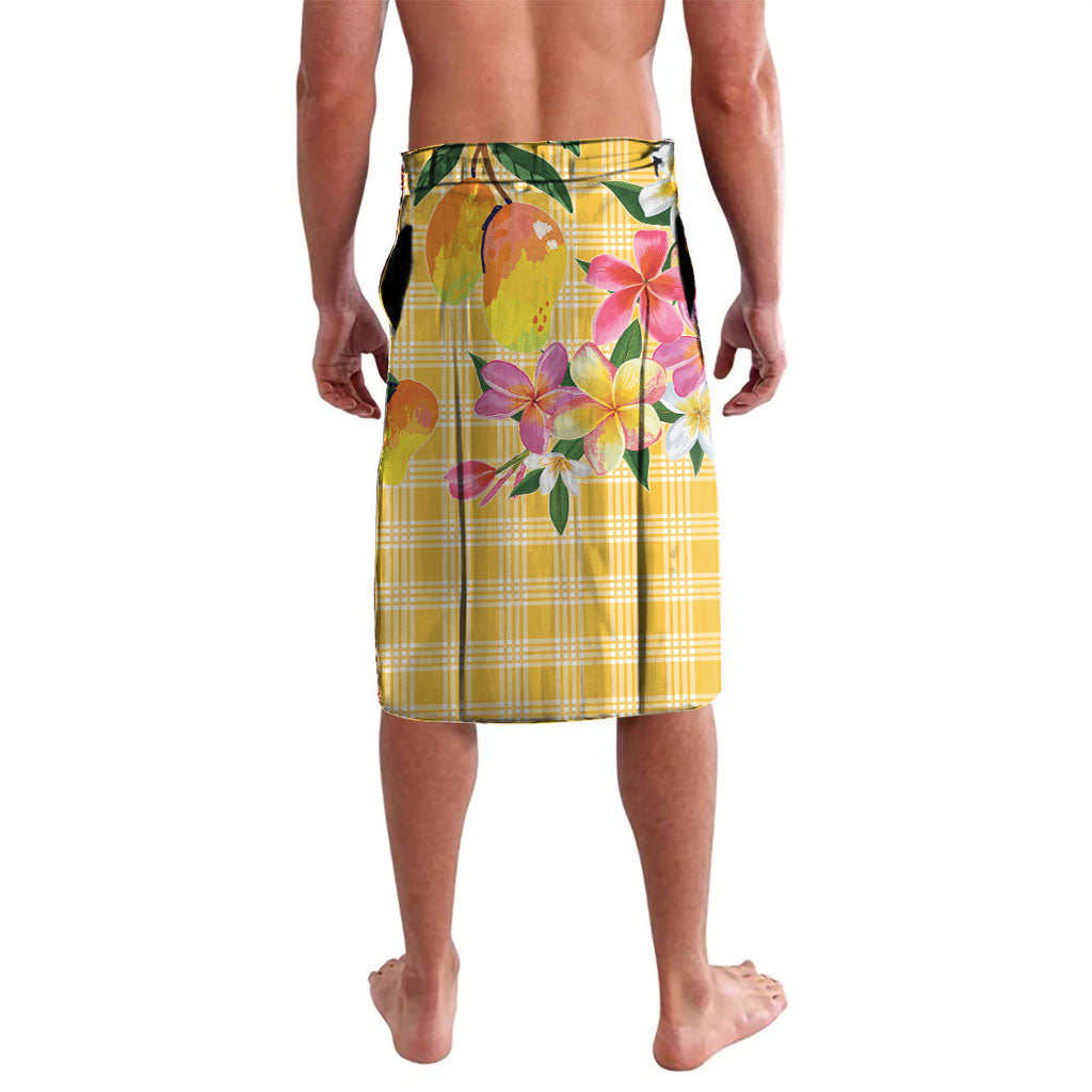 Aloha Hawaii Palaka Print Mango Plumeria Lavalava Fresh Lemon LT7 - Polynesian Pride