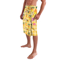 Aloha Hawaii Palaka Print Mango Plumeria Lavalava Fresh Lemon LT7 - Polynesian Pride