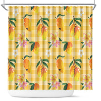 Aloha Hawaii Palaka Print Mango Plumeria Shower Curtain Fresh Lemon LT7 Yellow - Polynesian Pride