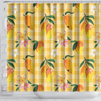 Aloha Hawaii Palaka Print Mango Plumeria Shower Curtain Fresh Lemon LT7 - Polynesian Pride