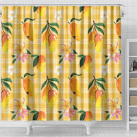 Aloha Hawaii Palaka Print Mango Plumeria Shower Curtain Fresh Lemon LT7 - Polynesian Pride