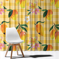 Aloha Hawaii Palaka Print Mango Plumeria Window Curtain Fresh Lemon LT7 - Polynesian Pride