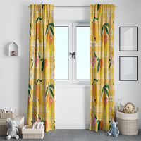 Aloha Hawaii Palaka Print Mango Plumeria Window Curtain Fresh Lemon LT7 - Polynesian Pride