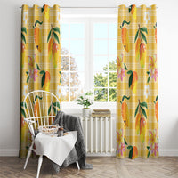 Aloha Hawaii Palaka Print Mango Plumeria Window Curtain Fresh Lemon LT7 - Polynesian Pride