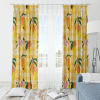 Aloha Hawaii Palaka Print Mango Plumeria Window Curtain Fresh Lemon LT7 - Polynesian Pride
