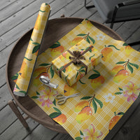 Aloha Hawaii Palaka Print Mango Plumeria Wrapping Paper Fresh Lemon LT7 - Polynesian Pride