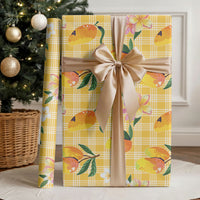 Aloha Hawaii Palaka Print Mango Plumeria Wrapping Paper Fresh Lemon LT7 - Polynesian Pride