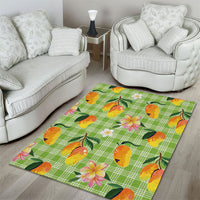 Aloha Hawaii Palaka Print Mango Plumeria Area Rug Cool Mint LT7 - Polynesian Pride