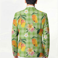 Aloha Hawaii Palaka Print Mango Plumeria Blazer Cool Mint LT7 - Polynesian Pride