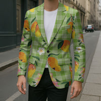Aloha Hawaii Palaka Print Mango Plumeria Blazer Cool Mint LT7 - Polynesian Pride