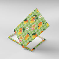 Aloha Hawaii Palaka Print Mango Plumeria Canvas Wall Art Cool Mint LT7 With Frame Mint - Polynesian Pride
