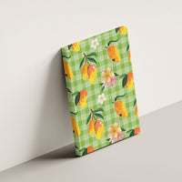 Aloha Hawaii Palaka Print Mango Plumeria Canvas Wall Art Cool Mint LT7 - Polynesian Pride