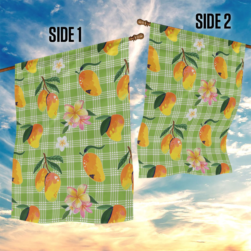 Aloha Hawaii Palaka Print Mango Plumeria Garden Flag Cool Mint LT7 - Polynesian Pride