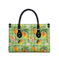 Aloha Hawaii Palaka Print Mango Plumeria Leather Bag Cool Mint LT7 - Polynesian Pride