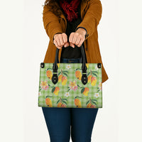 Aloha Hawaii Palaka Print Mango Plumeria Leather Bag Cool Mint LT7 - Polynesian Pride