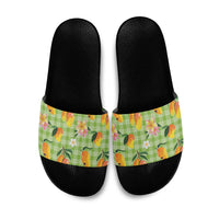 Aloha Hawaii Palaka Print Mango Plumeria Slide Sandals Cool Mint LT7 Mint - Polynesian Pride