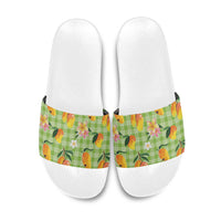 Aloha Hawaii Palaka Print Mango Plumeria Slide Sandals Cool Mint LT7 Mint - Polynesian Pride