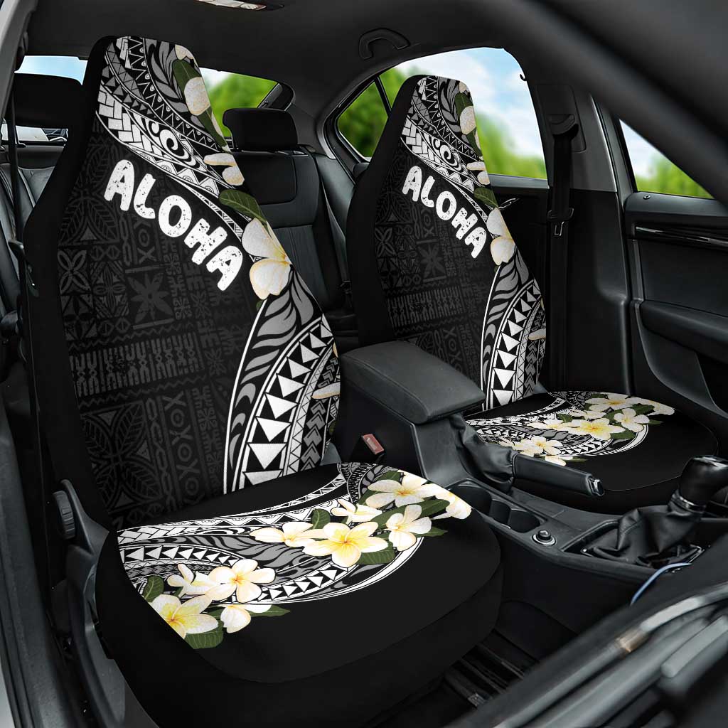 Aloha Hawaii Festive Car Seat Cover Frangipani Lace Classic LT7 One Size Black - Polynesian Pride