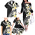 Aloha Hawaii Festive Family Matching Off The Shoulder Long Sleeve Dress and Hawaiian Shirt Frangipani Lace Classic