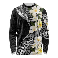 Aloha Hawaii Festive Long Sleeve Shirt Frangipani Lace Classic LT7 Unisex Black - Polynesian Pride