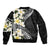 Aloha Hawaii Festive Sleeve Zip Bomber Jacket Frangipani Lace Classic