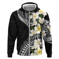 Aloha Hawaii Festive Zip Hoodie Frangipani Lace Classic LT7 Zip Hoodie Black - Polynesian Pride