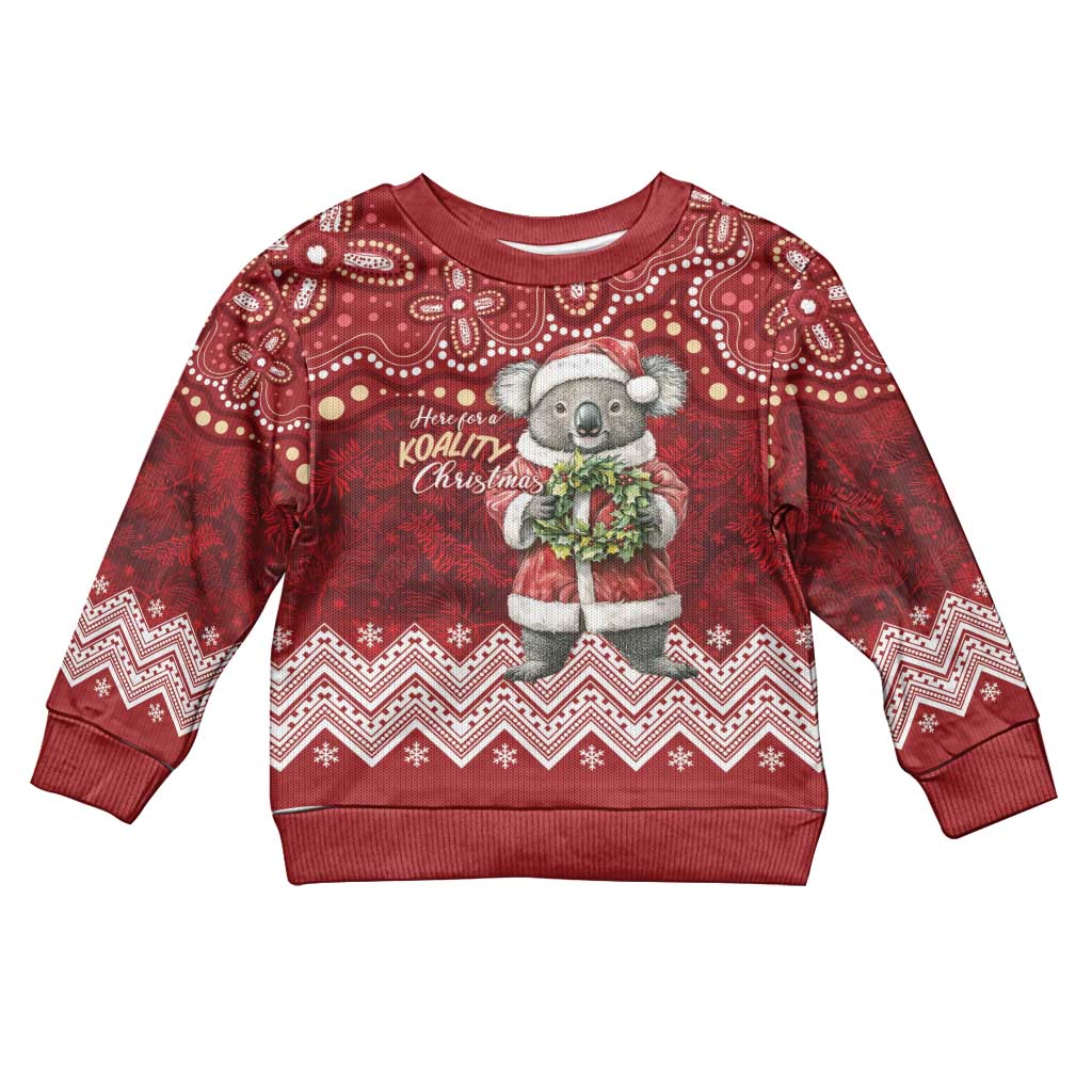 Here For A Koality Xmas Australia Abogirinal Kid Ugly Christmas Sweater Santa Koala LT7 Kid Red - Polynesian Pride