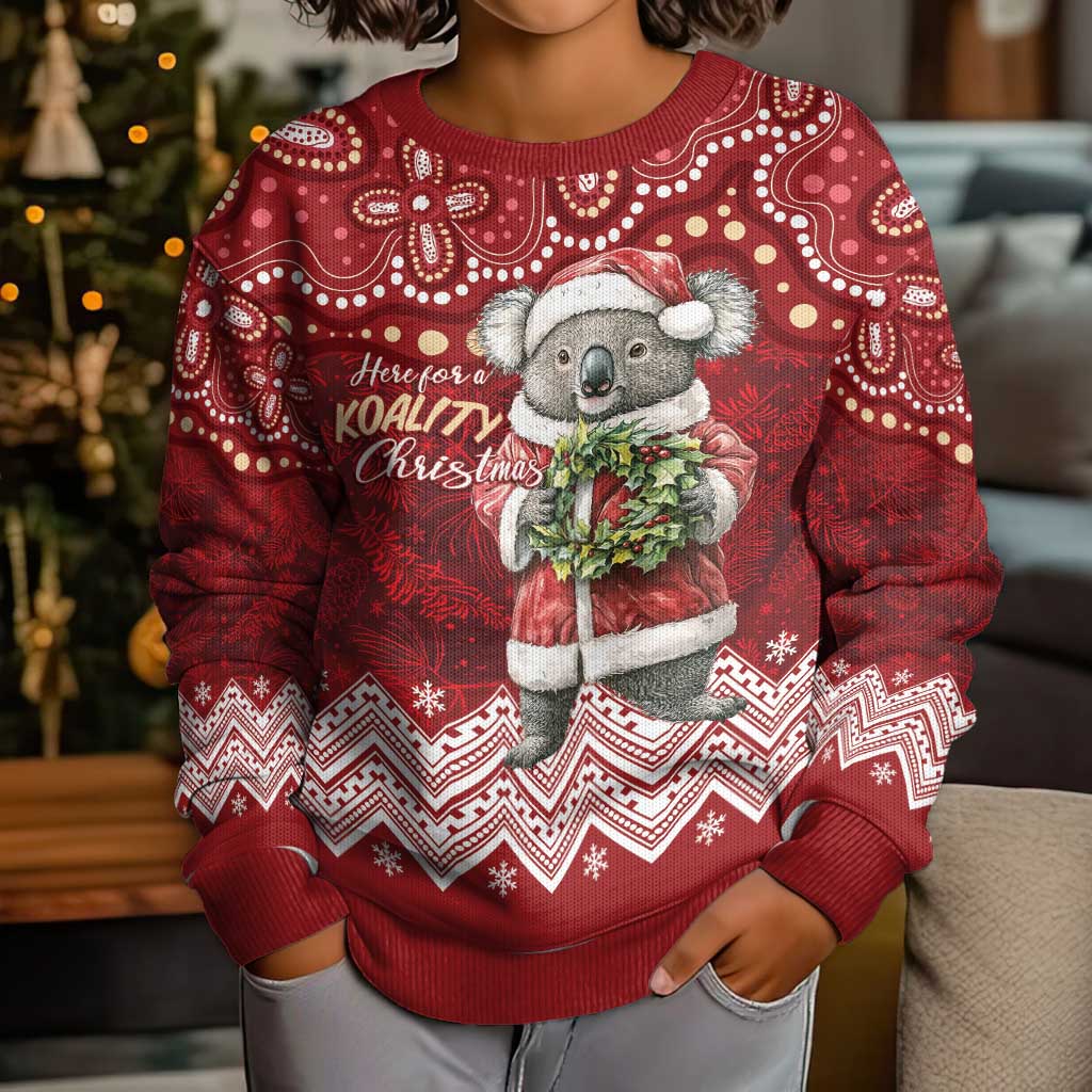 Here For A Koality Xmas Australia Abogirinal Kid Ugly Christmas Sweater Santa Koala LT7 - Polynesian Pride