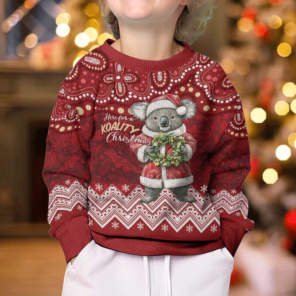 Here For A Koality Xmas Australia Abogirinal Kid Ugly Christmas Sweater Santa Koala LT7 - Polynesian Pride