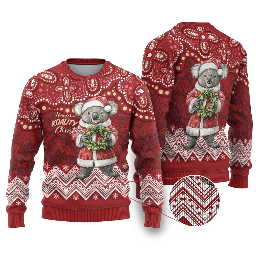 Here For A Koality Xmas Australia Abogirinal Ugly Christmas Sweater Santa Koala LT7 Red - Polynesian Pride