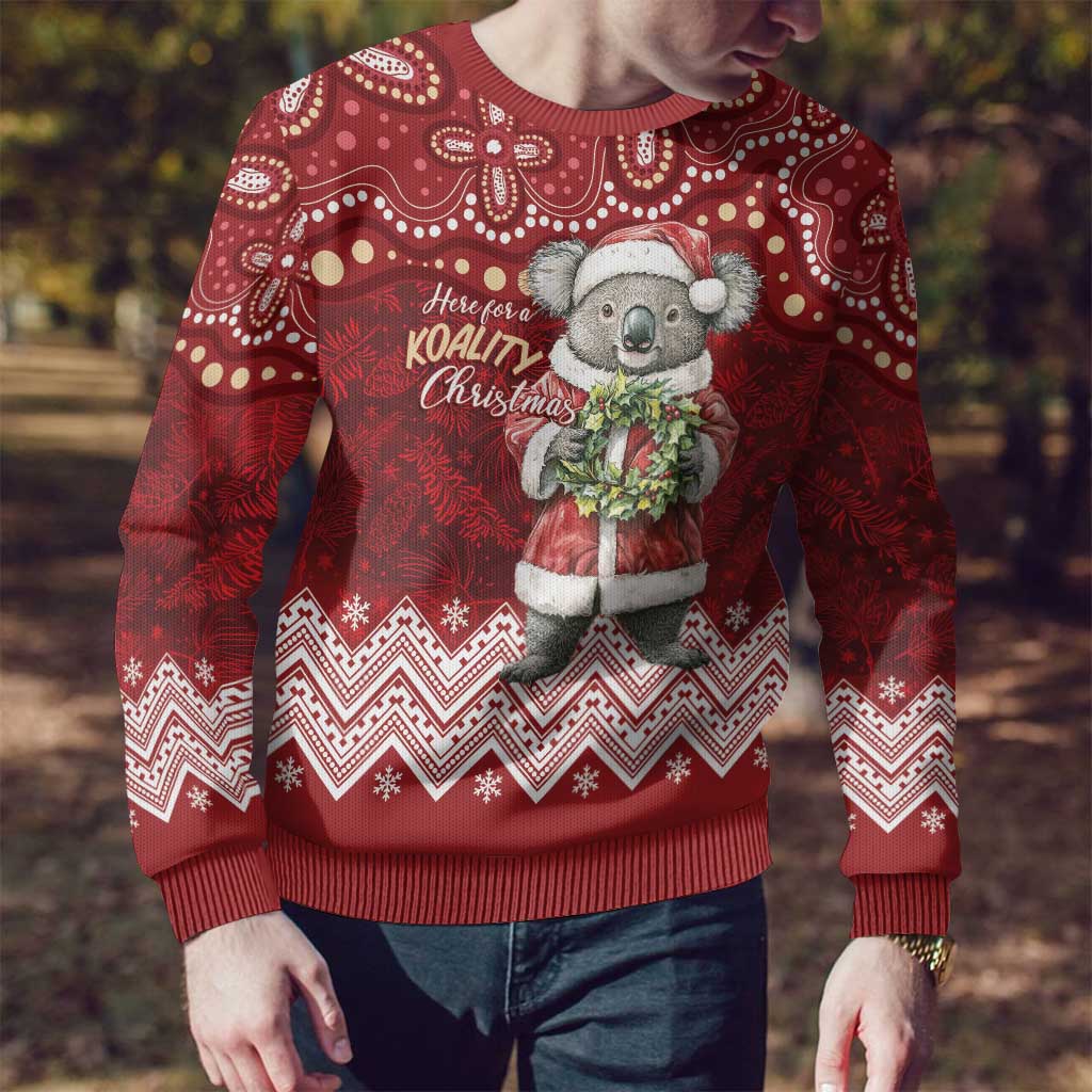 Here For A Koality Xmas Australia Abogirinal Ugly Christmas Sweater Santa Koala LT7 - Polynesian Pride