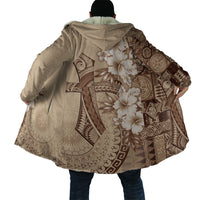Kia Orana Cook Islands Tapa Floral With Cross Cloak Beige LT7 - Polynesian Pride