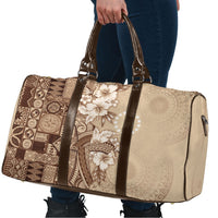 Kia Orana Cook Islands Tapa Floral With Cross Travel Bag Beige LT7 - Polynesian Pride