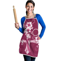 Kia Orana Cook Islands Tapa Floral With Cross Apron Maroon LT7 - Polynesian Pride