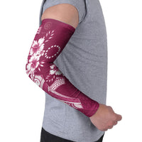 Kia Orana Cook Islands Tapa Floral With Cross Arm Sleeves Maroon LT7 - Polynesian Pride