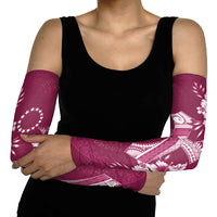 Kia Orana Cook Islands Tapa Floral With Cross Arm Sleeves Maroon LT7 - Polynesian Pride