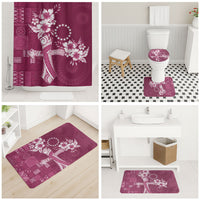 Kia Orana Cook Islands Tapa Floral With Cross Bathroom Set Maroon LT7 - Polynesian Pride