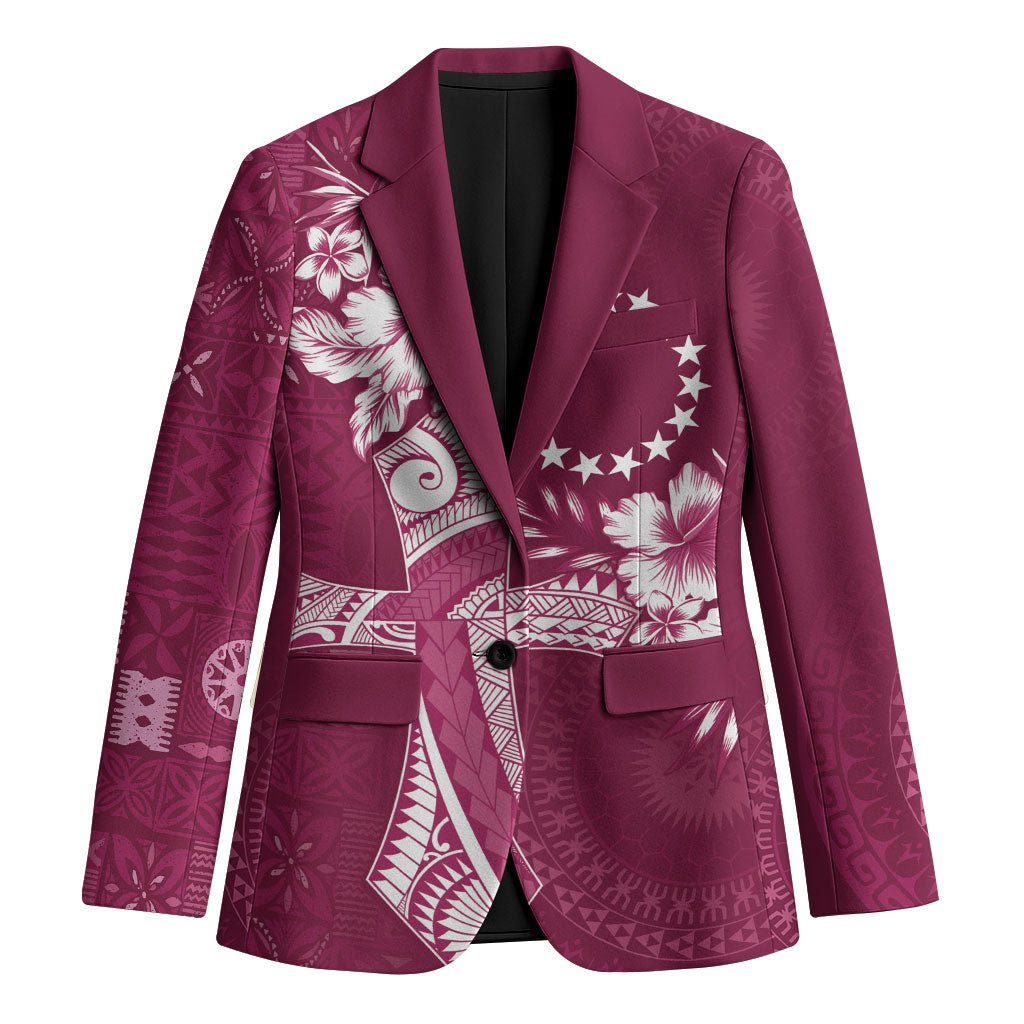 Kia Orana Cook Islands Tapa Floral With Cross Blazer Maroon LT7 Unisex Maroon - Polynesian Pride