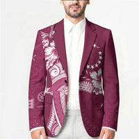 Kia Orana Cook Islands Tapa Floral With Cross Blazer Maroon LT7 - Polynesian Pride