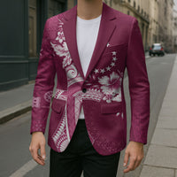 Kia Orana Cook Islands Tapa Floral With Cross Blazer Maroon LT7 - Polynesian Pride