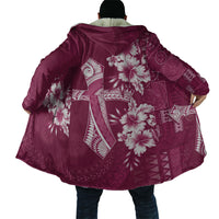 Kia Orana Cook Islands Tapa Floral With Cross Cloak Maroon LT7 - Polynesian Pride