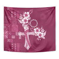 Kia Orana Cook Islands Tapa Floral With Cross Tapestry Maroon LT7 - Polynesian Pride