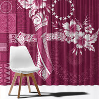 Kia Orana Cook Islands Tapa Floral With Cross Window Curtain Maroon LT7 - Polynesian Pride