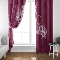 Kia Orana Cook Islands Tapa Floral With Cross Window Curtain Maroon LT7 - Polynesian Pride