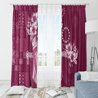Kia Orana Cook Islands Tapa Floral With Cross Window Curtain Maroon LT7 - Polynesian Pride