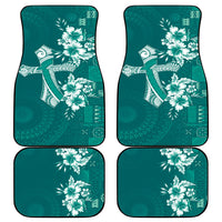 Kia Orana Cook Islands Tapa Floral With Cross Car Mats Deep Teal LT7 - Polynesian Pride
